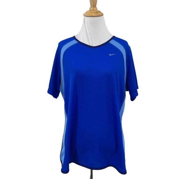 Nike Dri Fit V Neck Tee Womens XL Extra Large Harbor Vented Performance Shirt - Picture 1 of 12